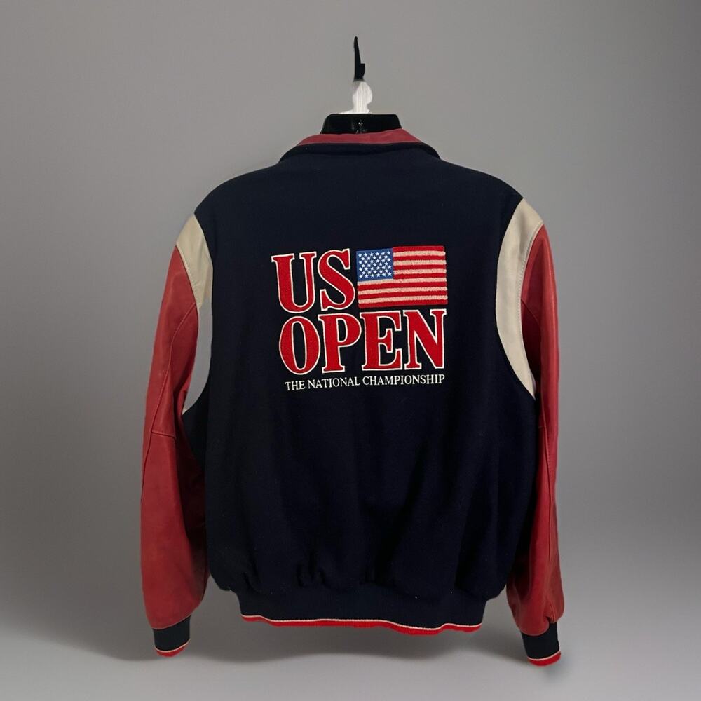 VTG 90s US Open USGA Jacket Coat National Champ Golf Leather Wool Letterman XXL